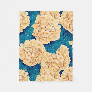 Wasserfarbmuster Hydrangea, gelb und blau Fleecedecke