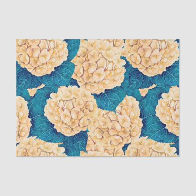 Wasserfarbmuster Hydrangea, gelb und blau Seidenpapier (Vorderseite)