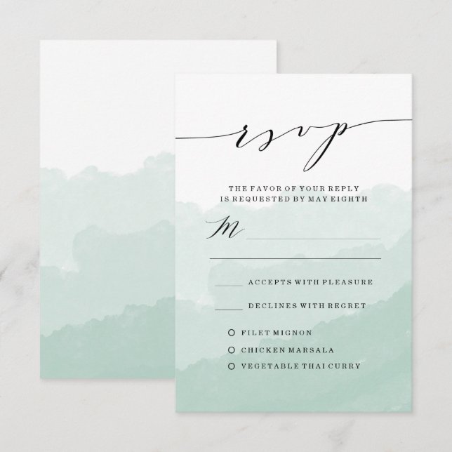Wasserfarbnebel | RSVP-Hochzeitkarte Einladung (Vorne/Hinten)