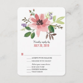 Wasserfarbrosa Blume Burst | HochzeitsrSVP RSVP Karte