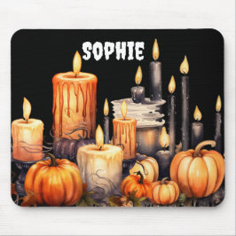 WASSERFARBSCHWARZE UND ORANGE HALLOWEEN KANDLAGEN MOUSEPAD