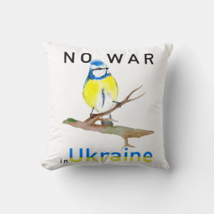 Wasserfarbvogel Kein Krieg in der Ukraine Kissen