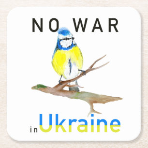Wasserfarbvogel Kein Krieg in der Ukraine Rechteckiger Pappuntersetzer