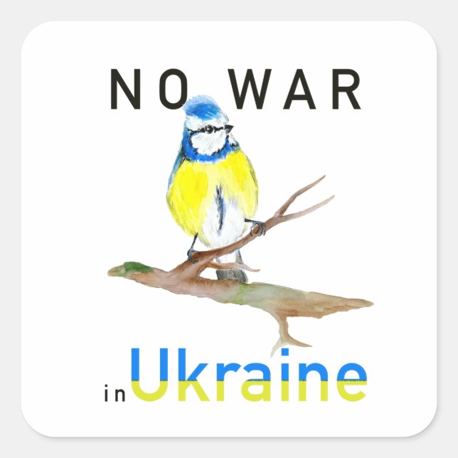 Wasserfarbvogel Kein Krieg in der Ukraine Tote Beu Quadratischer Aufkleber (Vorderseite)