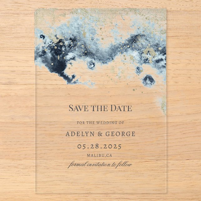 Wasserfarbwaagen Minimalistisch Save the Date Acryleinladungen (Vorderseite)