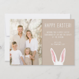 Wasserfell-Hasenohren-Familienfoto Beige Ostern Karte