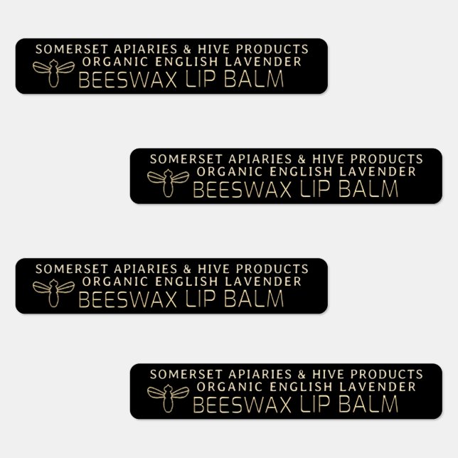 Wasserfeste Bienenwachs Lip Balm Label Gold Bee Bl Etiketten (Gruppe)