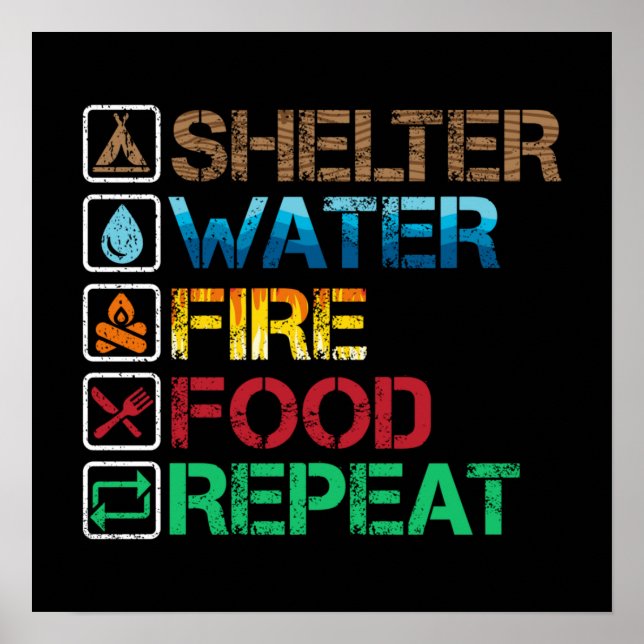 Wasserfeuerfutter für Unterkünfte - Überleben Blei Poster (Vorne)