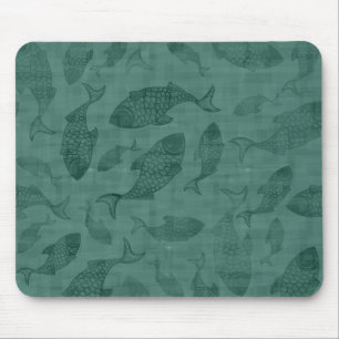 Wasserfisch-Schablonen-Kunst Teal-Bokeh-Muster Mousepad