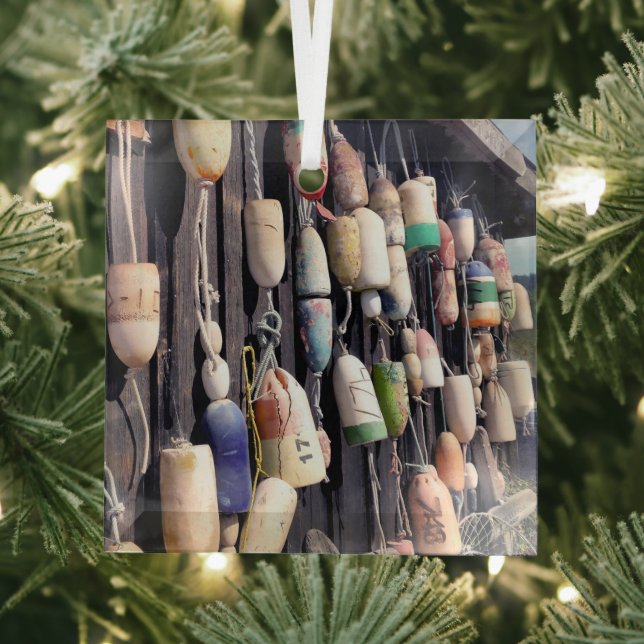 Wasserfischerei auf rustikalem Gebäude Ornament Aus Glas (Insitu)