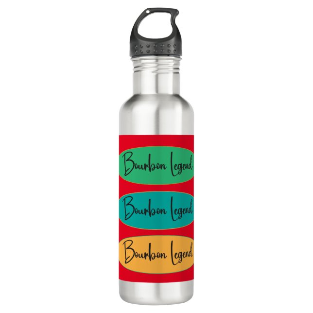 Wasserflasche 24 oz - Bourbon Legend Ovals auf Red Edelstahlflasche (Vorderseite)
