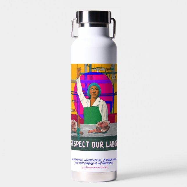 Wasserflasche: Achtung unserer Arbeit Trinkflasche (Vorne)