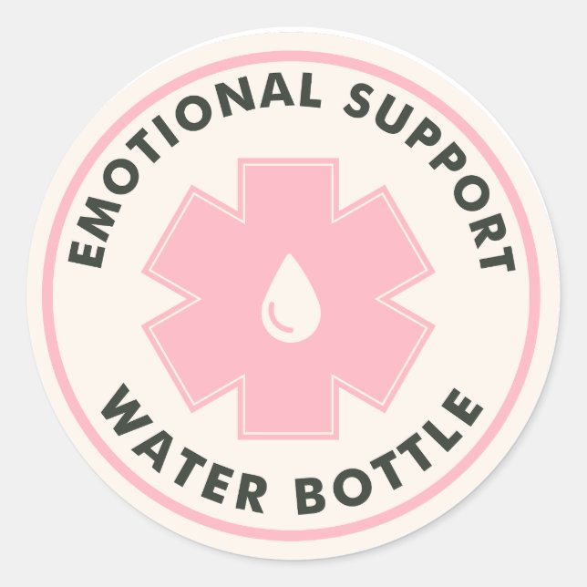 Wasserflasche für emotionale Unterstützung Runder Aufkleber (Vorderseite)