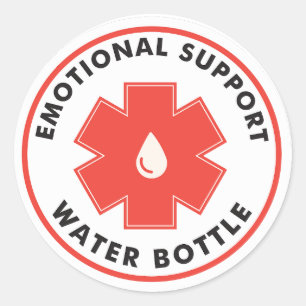 Wasserflasche für emotionale Unterstützung Runder Aufkleber