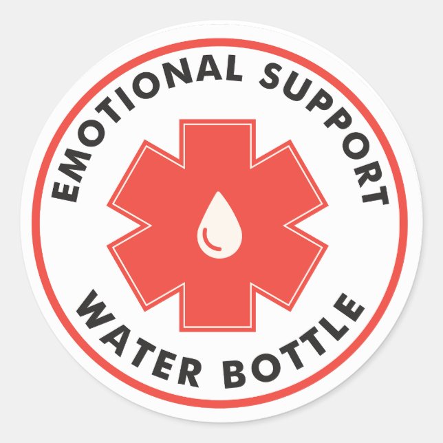 Wasserflasche für emotionale Unterstützung Runder Aufkleber (Vorderseite)