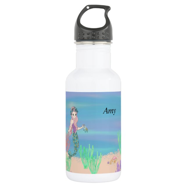 Wasserflasche für Kinder mit Meerjungfrau (Vorderseite)