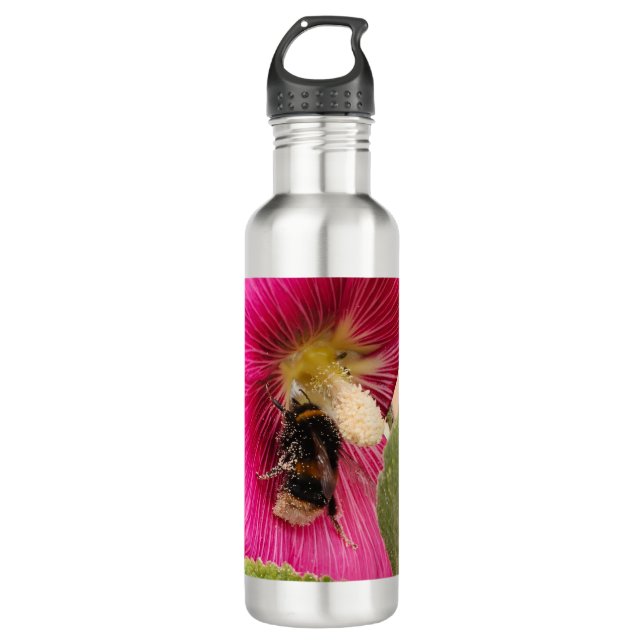 Wasserflasche Hollyhock Hummel Edelstahlflasche (Vorderseite)