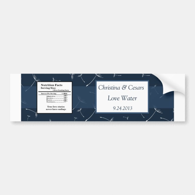 Wasserflasche Label Navy Blue Dandelion Blume Unkr Autoaufkleber (Vorne)