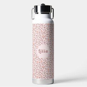 Wasserflasche mit anpassbarem Design, rosa Blumenm Trinkflasche