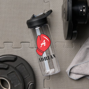 Wasserflasche mit Boxhandschuh-Logo und Monogramm Trinkflasche