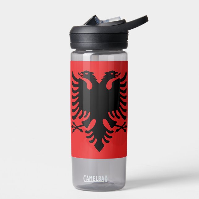 Wasserflasche mit der Flagge Albaniens Trinkflasche (Links)