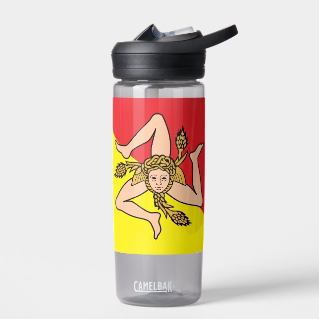 Wasserflasche mit der Flagge Siziliens, Italien Trinkflasche (Links)