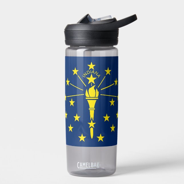 Wasserflasche mit der Flagge von Indiana Staat, US Trinkflasche (Links)