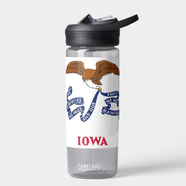 Wasserflasche mit der Flagge von Iowa Staat, USA Trinkflasche (Links)