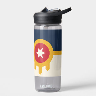 Wasserflasche mit der Flagge von Tulsa, Oklahoma Trinkflasche