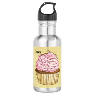 Wasserflasche mit einer Illustration eines Cupcake