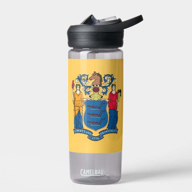Wasserflasche mit Fahne aus New Jersey, USA Trinkflasche (Links)