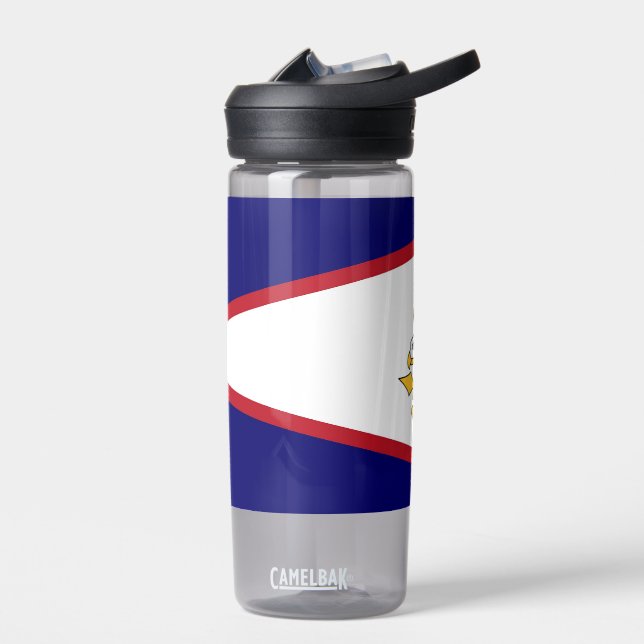 Wasserflasche mit Fahne von Amerikanisch-Samoa, US Trinkflasche (Links)
