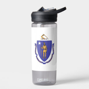 Wasserflasche mit Fahne von Massachusetts, USA Trinkflasche