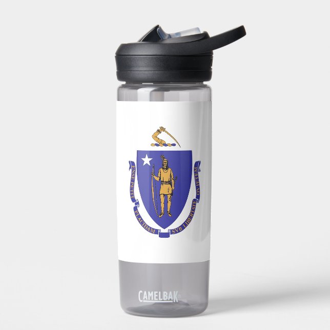 Wasserflasche mit Fahne von Massachusetts, USA Trinkflasche (Links)