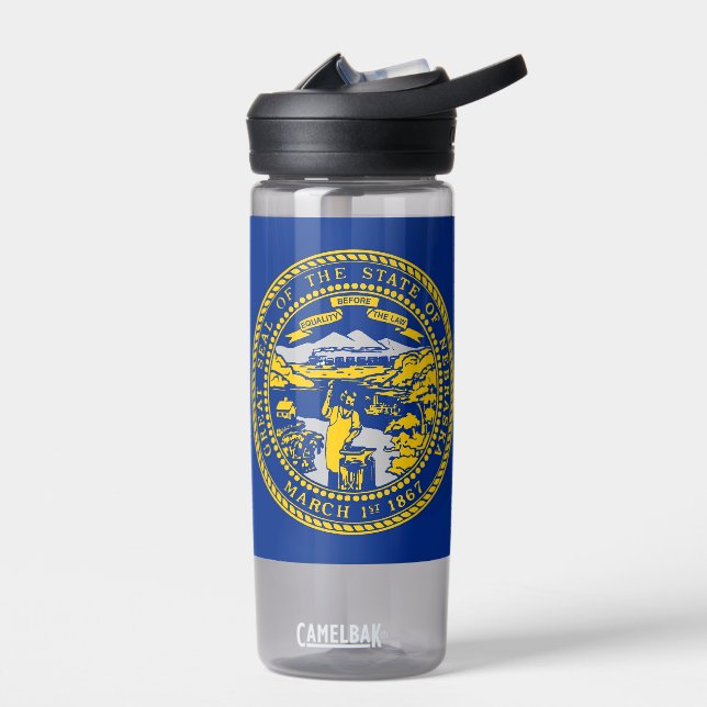 Wasserflasche mit Fahne von Nebraska, USA Trinkflasche (Links)