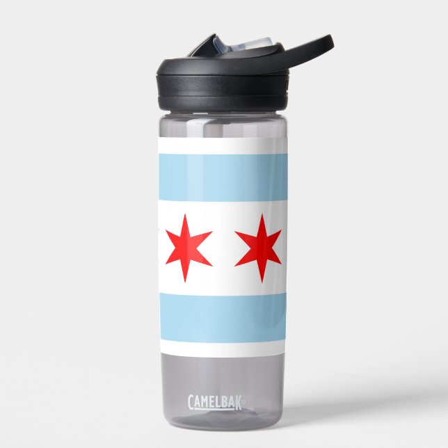 Wasserflasche mit Flagge von Chicago City, USA Trinkflasche (Links)