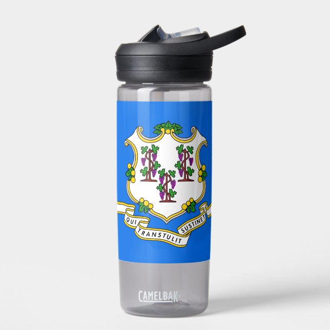 Wasserflasche mit Flagge von Connecticut Staat, US Trinkflasche (Links)