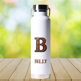 Wasserflasche mit geprägtem Leder Western Monogram Trinkflasche