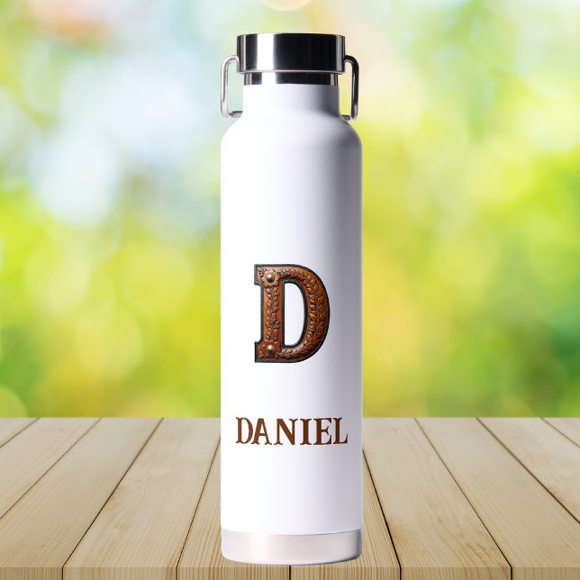 Wasserflasche mit geprägtem Leder Western Monogram Trinkflasche (Von Creator hochgeladen)