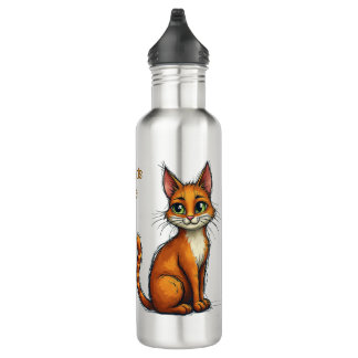 Wasserflasche mit Katzendesign und Slogan für Papa Edelstahlflasche