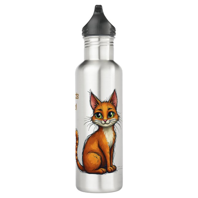 Wasserflasche mit Katzendesign und Slogan für Papa Edelstahlflasche (Rechts)