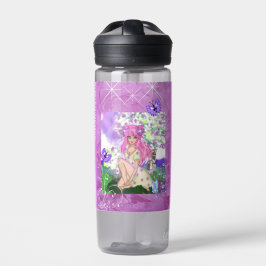 Wasserflasche mit trendy Young Girl mit Butterfl Trinkflasche