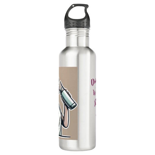 Wasserflasche mit Zitat Edelstahlflasche (Vorderseite)