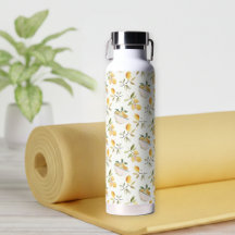 Wasserflasche mit Zitronenmuster im Landhausstil
