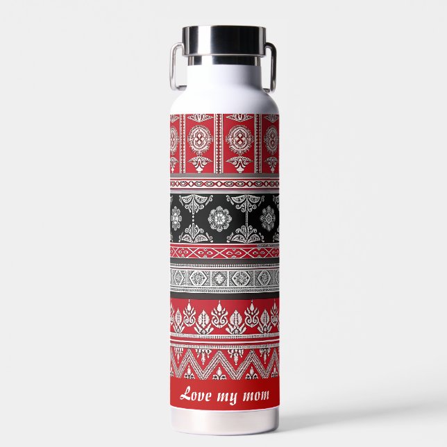 Wasserflasche Muster rot Trinkflasche (Vorne)