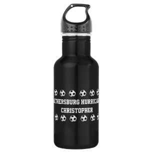 Wasserflasche, Personalisiert, Fußball-Team, B&W Trinkflasche