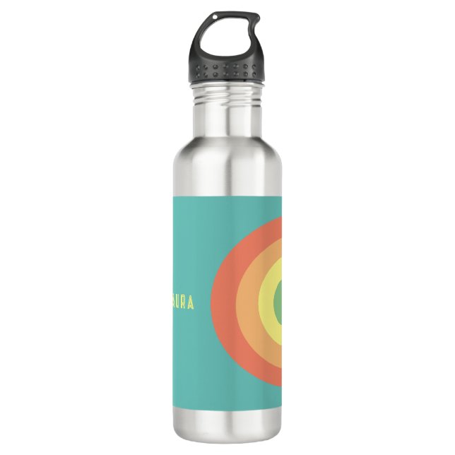Wasserflasche Spaß Regenbogen blau, rot, pfirsichf Edelstahlflasche (Vorderseite)