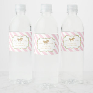 Wasserflaschen-Etiketten mit rosa Streifen für den
