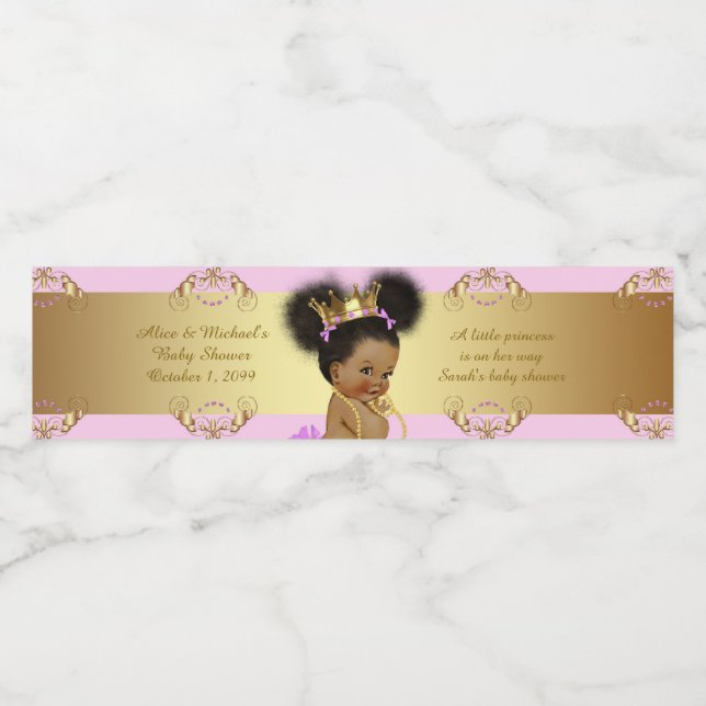 Wasserflaschen Labels, Sarahs Babydusche, rosa Gol (Einzelnes Label)