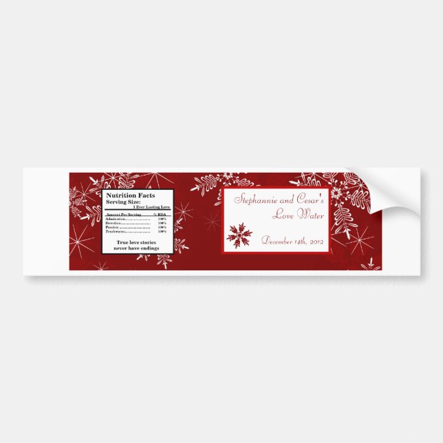 Wasserflaschen Weihnachtsschild Rote Schneeflocken Autoaufkleber (Vorne)